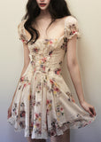 Watercolor Floral Lace Drawstring Mini Dress image 6