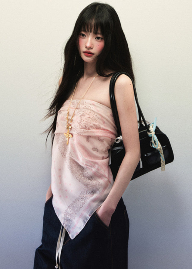 Soft Pink Cashew Flower Printed Square Scarf image 4