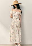 Letter Floral One Shoulder Pleated Waist Dress image 4