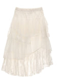 スプリットレイヤードレースハーフ丈イレギュラーロングスカート