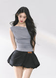 Off-Shoulder Slimming Short T-Shirt