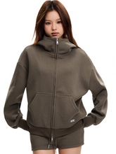 Hooded stand-up Loose straight sweatpants