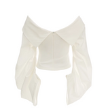 Lantern sleeve white shirt and bra