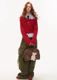 Rose flower shoulder-drop sweater
