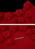 Rose flower shoulder-drop sweater