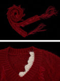 Scarf bandage cable knit sweater