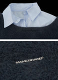 Fake two-piece college style shirt sweater