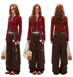 レースの長袖ニットカーディガン