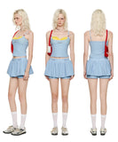 Fake two-piece camisole simple skirt and pants suit