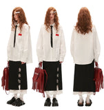 Maxi skirt fake two-piece black high-end skirt