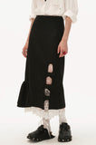 Maxi skirt fake two-piece black high-end skirt