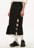 Maxi skirt fake two-piece black high-end skirt