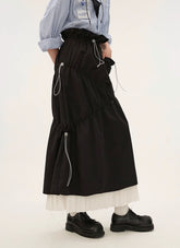 Pleated Panel Long Slim Mid length Skirt