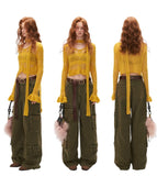 멀티포켓 밀리터리 그린 루즈 캐주얼 팬츠