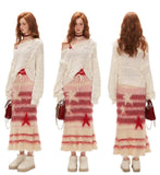 Original striped star skirt midi and long skirt