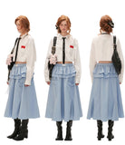 Cake layered pocket skirt long skirt
