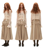 Cake layered pocket skirt long skirt