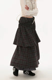 Retro plaid fake two-piece skirt