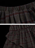 Retro plaid fake two-piece skirt