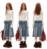 Lace round neck hooded long-sleeved tops