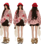 Fair Isle flower patchwork sweater loose top