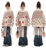 Fair Isle flower patchwork sweater loose top