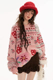 Fair Isle flower patchwork sweater loose top