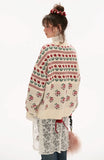 Fair Isle flower patchwork sweater loose top