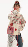 Fair Isle flower patchwork sweater loose top