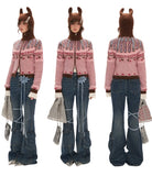 猫耳パーカーセーターピンクジッパージャケットトップス