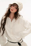 Rose collar lace long-sleeved shirt dress