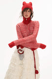 Hoodie fleece striped sweater all-match zipper knitted jacket