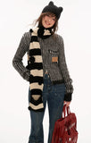 Hoodie fleece striped sweater all-match zipper knitted jacket