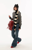 Hoodie fleece striped sweater all-match zipper knitted jacket