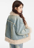 Fuzzy Star Denim Coat