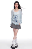 Round Neck Graffiti Butterfly Print T-shirt knit