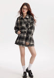ブラック&ホワイトチェック柄ツーピース