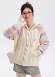 Rainbow Knit Hooded Raglan Jacket