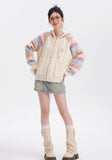 Rainbow Knit Hooded Raglan Jacket