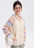 Rainbow Knit Hooded Raglan Jacket