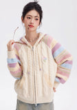 Rainbow Knit Hooded Raglan Jacket