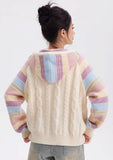 Rainbow Knit Hooded Raglan Jacket