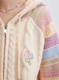 Rainbow Knit Hooded Raglan Jacket