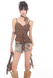 Leopard Mesh Ruffle Cami Top