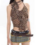 Leopard Mesh Ruffle Cami Top