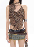 Leopard Mesh Ruffle Cami Top