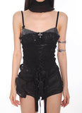 Sequin Lace Cross-Strap Cami