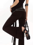 Rivet Belt Flare Pants – Black