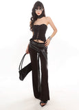 Rivet Belt Flare Pants – Black