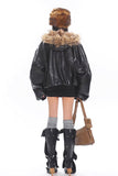 Reversible fur hooded warm jacket